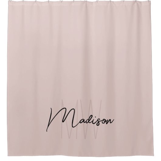 Modern Monogram Name Script Blank Pink Duschvorhang (Vorderseite)