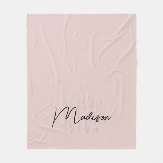 Modern Monogram Name Script Blank Pink Fleecedecke (Vorderseite)