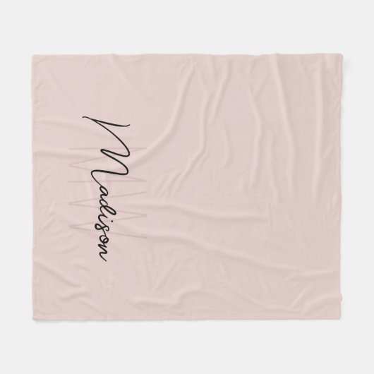 Modern Monogram Name Script Blank Pink Fleecedecke (Vorderseite (Horizontal))