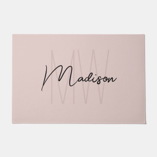 Modern Monogram Name Script Blank Pink Fußmatte (Vorderseite)