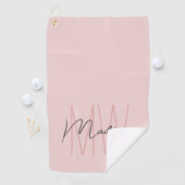 Modern Monogram Name Script Blank Pink Golfhandtuch (Insitu)