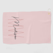 Modern Monogram Name Script Blank Pink Golfhandtuch (Horizontal)
