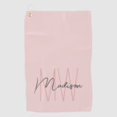 Modern Monogram Name Script Blank Pink Golfhandtuch (Vorderseite)