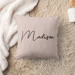 Modern Monogram Name Script Blank Pink Kissen