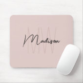 Modern Monogram Name Script Blank Pink Mousepad (Mit Mouse)
