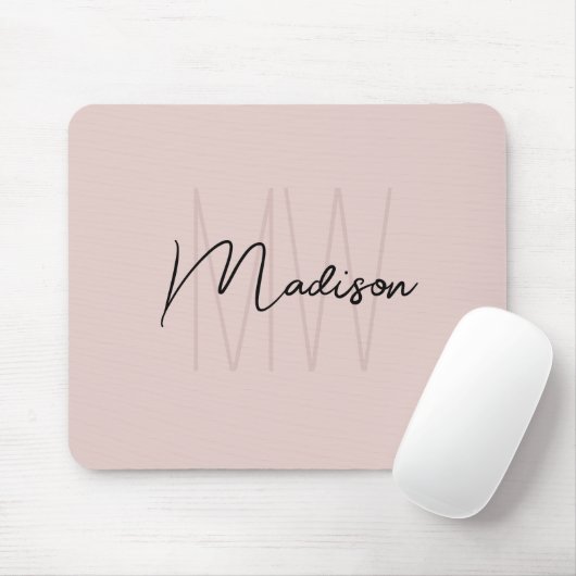 Modern Monogram Name Script Blank Pink Mousepad (Mit Mouse)