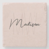 Modern Monogram Name Script Blank Pink Steinuntersetzer (Vorderseite)