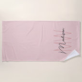 Modern Monogram Name Script Blank Pink Strandtuch (Vorderseite)