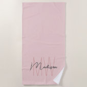 Modern Monogram Name Script Blank Pink Strandtuch (Vorderseite)