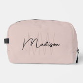 Modern Monogram Name Script Blank Pink Waschbeutel (Vorderseite)