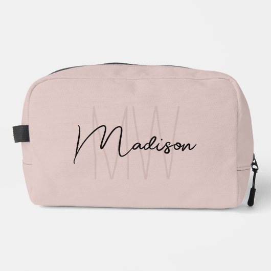 Modern Monogram Name Script Blank Pink Waschbeutel (Vorderseite)