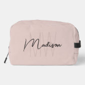 Modern Monogram Name Script Blank Pink Waschbeutel (Rückseite)