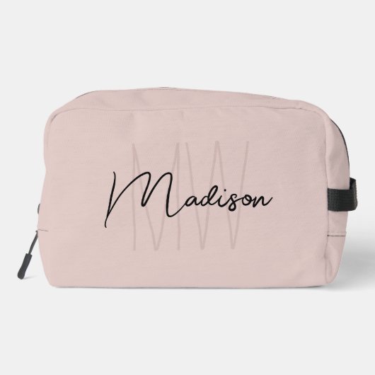 Modern Monogram Name Script Blank Pink Waschbeutel (Rückseite)