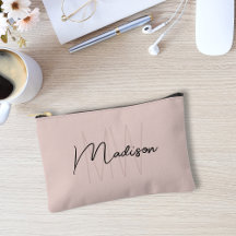 Modern Monogram Name Script Blank Pink