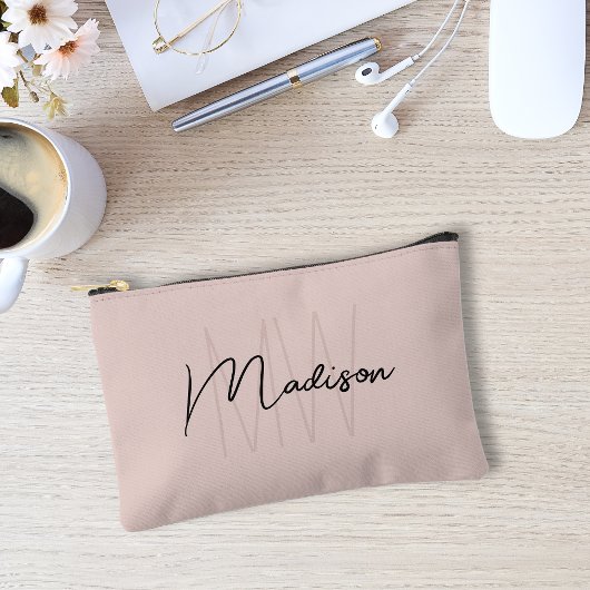 Modern Monogram Name Script Blank Pink Zubehörtasche