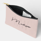 Modern Monogram Name Script Blank Pink Zubehörtasche (Offen)