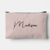 Modern Monogram Name Script Blank Pink Zubehörtasche (Vorderseite)