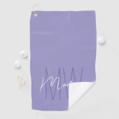 Modern Monogram Name Script Lila Golfhandtuch (Insitu)