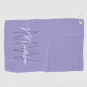 Modern Monogram Name Script Lila Golfhandtuch (Horizontal)