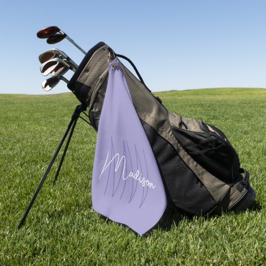 Modern Monogram Name Script Lila Golfhandtuch (Gras)