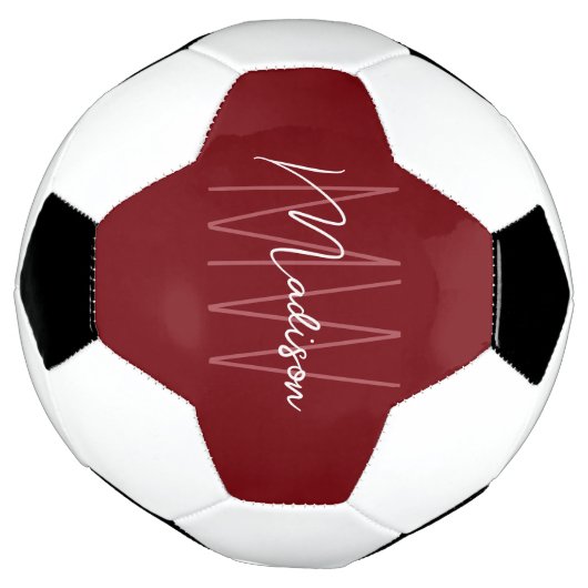 Modern Monogram Name Script Red Fußball (Gedreht)