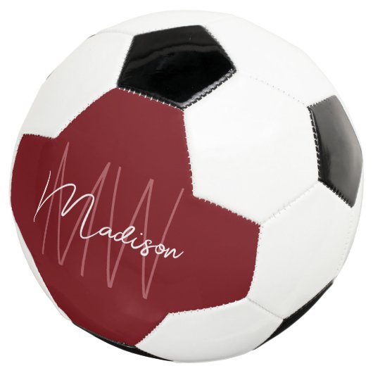 Modern Monogram Name Script Red Fußball (Dreiviertel)