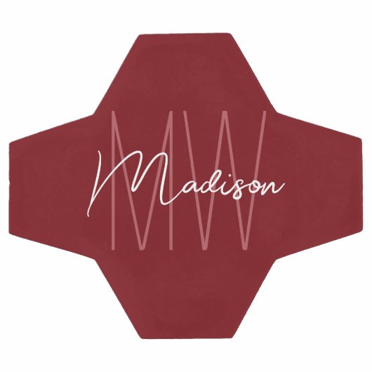 Modern Monogram Name Script Red Fußball (Flach)