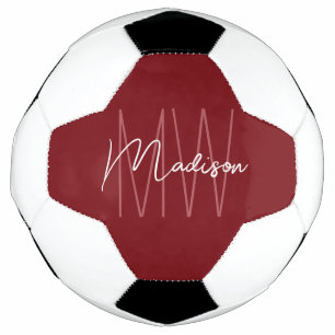 Modern Monogram Name Script Red Fußball