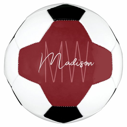 Modern Monogram Name Script Red Fußball (Vorderseite)
