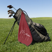 Modern Monogram Name Script Red Golfhandtuch (Gras)