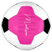 Modern Monogram Name Script rosa Fußball (Gedreht)