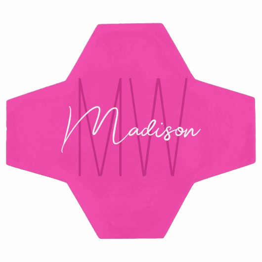 Modern Monogram Name Script rosa Fußball (Flach)