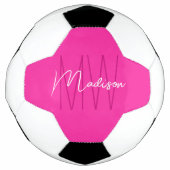Modern Monogram Name Script rosa Fußball (Vorderseite)