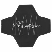 Modern Monogram Name Script Schwarz-weiß Fußball (Flach)