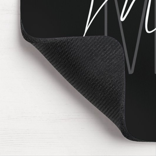 Modern Monogram Name Script Schwarz-weiß Mousepad (Ecke)