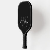 Modern Monogram Name Script Schwarz-weiß Pickleball Schläger (Links)