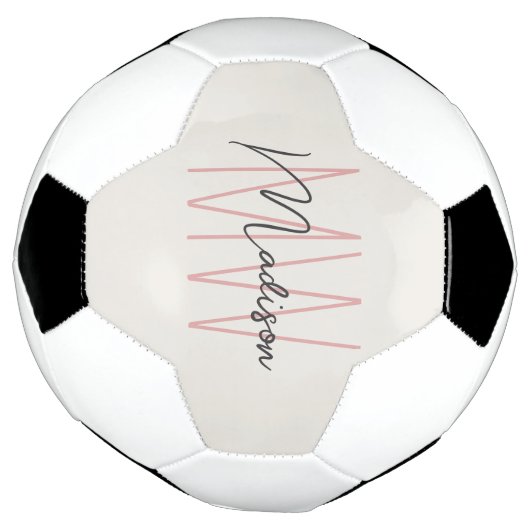 Modern Monogram Name Script Tan Pink Fußball (Gedreht)