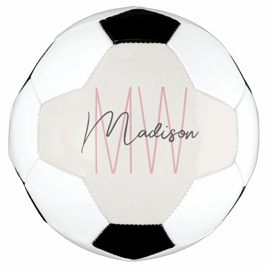 Modern Monogram Name Script Tan Pink Fußball (Vorderseite)