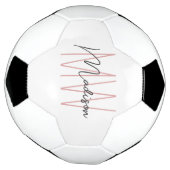 Modern Monogram Name Script Weiß Rosa Fußball (Gedreht)