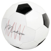 Modern Monogram Name Script Weiß Rosa Fußball (Dreiviertel)