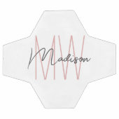 Modern Monogram Name Script Weiß Rosa Fußball (Flach)