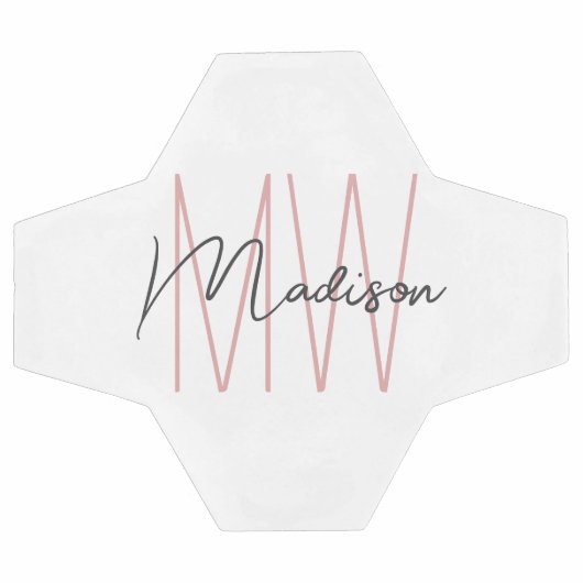 Modern Monogram Name Script Weiß Rosa Fußball (Flach)