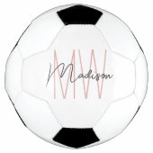 Modern Monogram Name Script Weiß Rosa Fußball (Vorderseite)