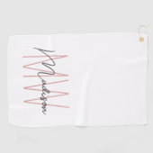 Modern Monogram Name Script Weiß Rosa Golfhandtuch (Horizontal)