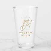 Modern Monogram Name Simple Beer Glas (Rückseite)