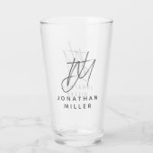 Modern Monogram Name Simple Beer Glas (Rückseite)