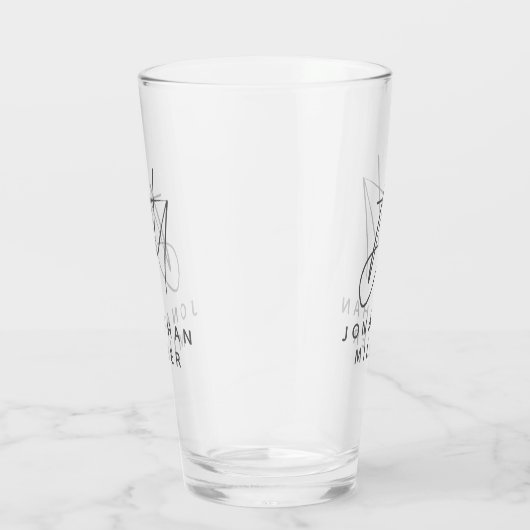 Modern Monogram Name Simple Beer Glas (Rechts)