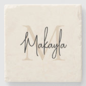 Modern Monogram Name Steinuntersetzer (Vorderseite)