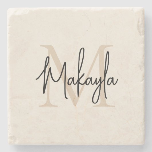 Modern Monogram Name Steinuntersetzer (Vorderseite)