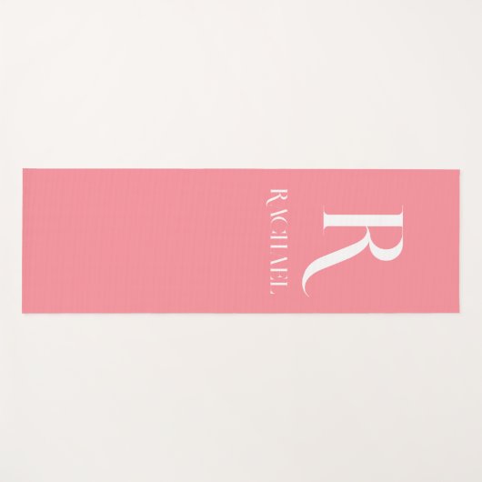 Modern Monogram Name Stilvoll rosa Yogamatte (Vorderseite (Horizontal))